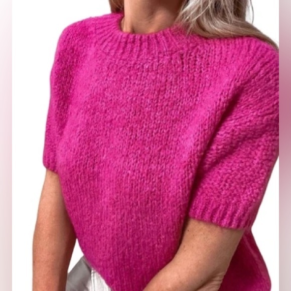 Sweaters - Women's Pink Short Sleeve Sweater